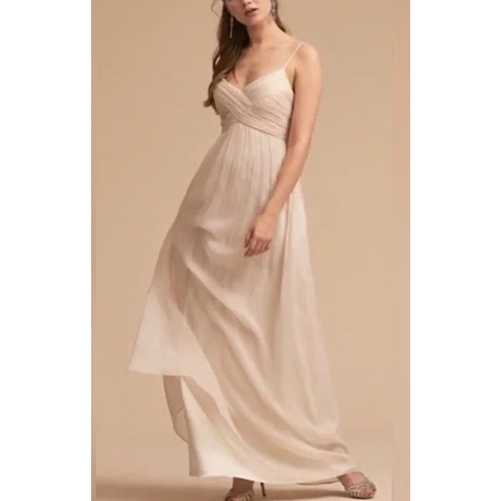 BHLDN Brigitte Pleated Chiffon Maxi Dress Size XL Ivory Formal Romantic Bridal